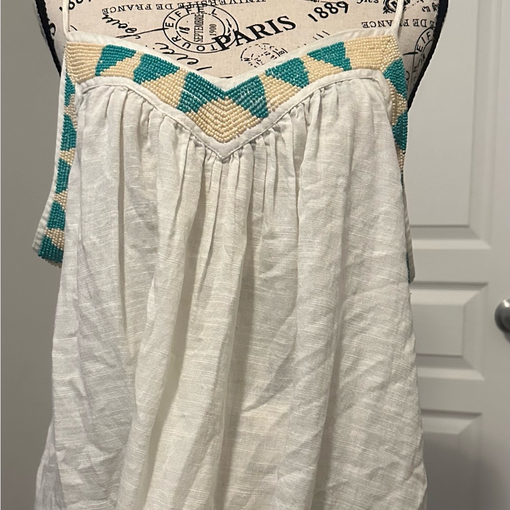 White and Teal Women's Top